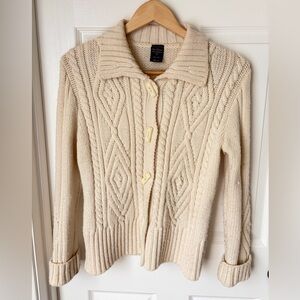Women's Paul James Wool Medium Cream Cable Knit Sweater